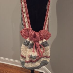 Handcrafted Pink and Cream Crochet Bag